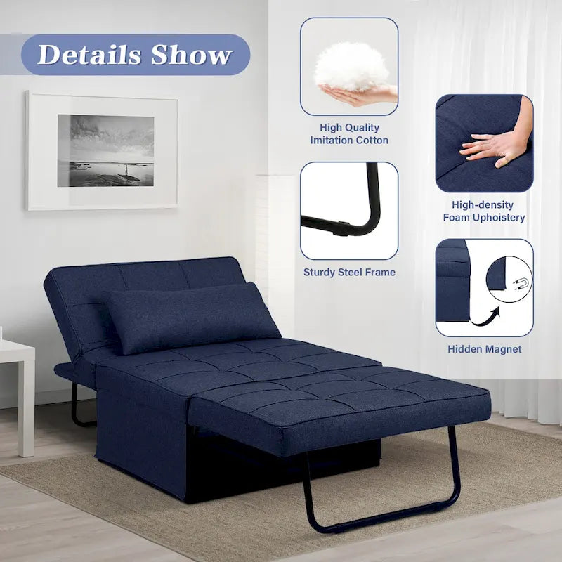 4-in-1 Adjustable Sleeper Sofa Chair with Ottoman