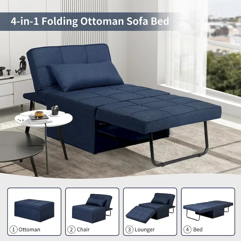 4-in-1 Adjustable Sleeper Sofa Chair with Ottoman