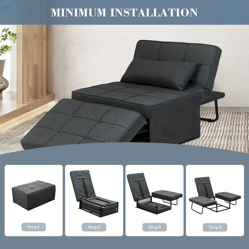 4-in-1 Adjustable Sleeper Sofa Chair with Ottoman