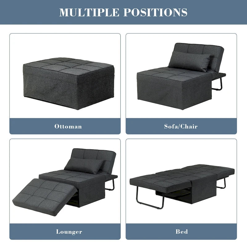 4-in-1 Adjustable Sleeper Sofa Chair with Ottoman