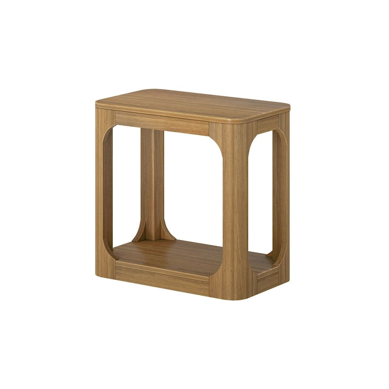 Table d'appoint rectangulaire en pin massif avec étagère - 63,5 cm