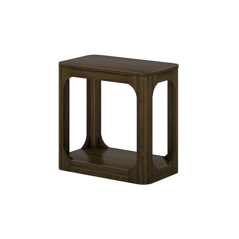 Table d'appoint rectangulaire en pin massif avec étagère - 63,5 cm
