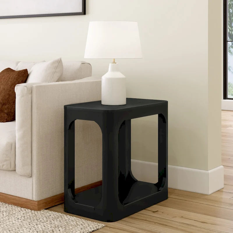 Table d'appoint rectangulaire en pin massif avec étagère - 63,5 cm