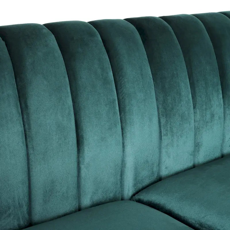 Canapé contemporain 3 places en velours avec capitonnage en canaux