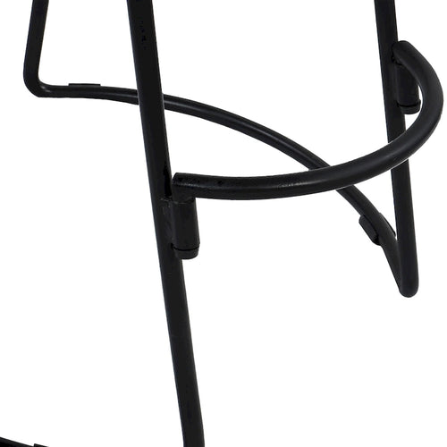 Tabouret de bar sans dossier fait main de 61 cm, siège en bois de manguier marron naturel, base en fer noir