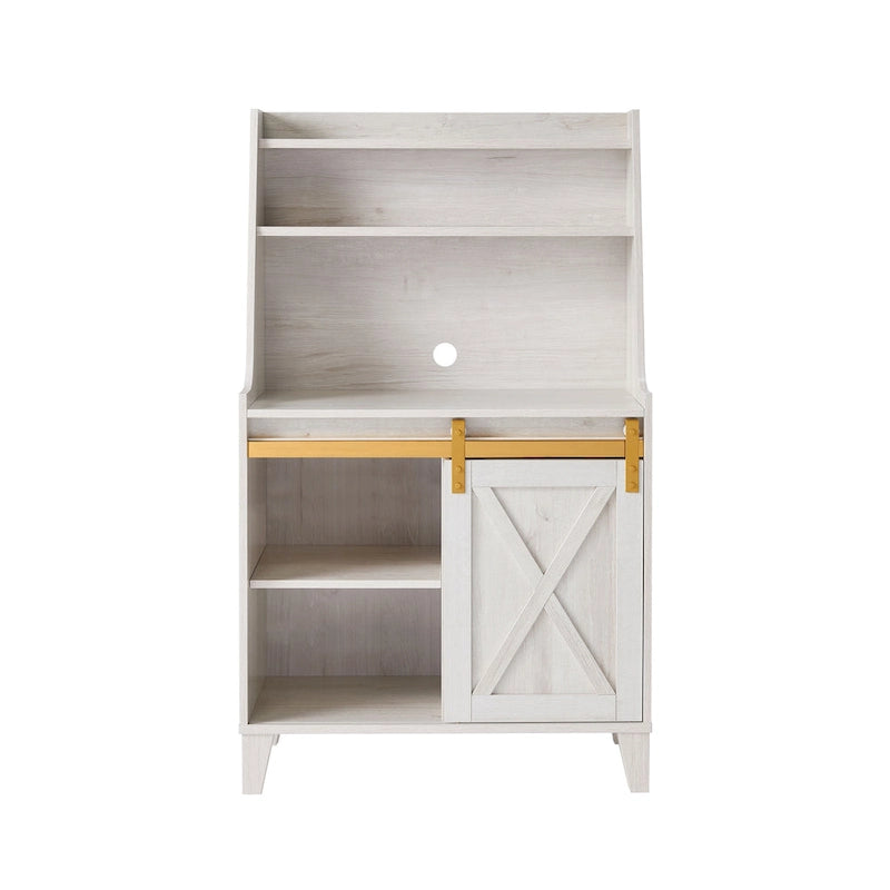 Étagère de boulanger à 6 niveaux en chêne blanc style ferme avec armoire à porte de grange