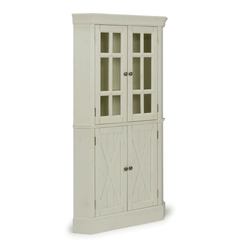 Meuble d'angle avec portes vitrées et en bois - Blanc cassé