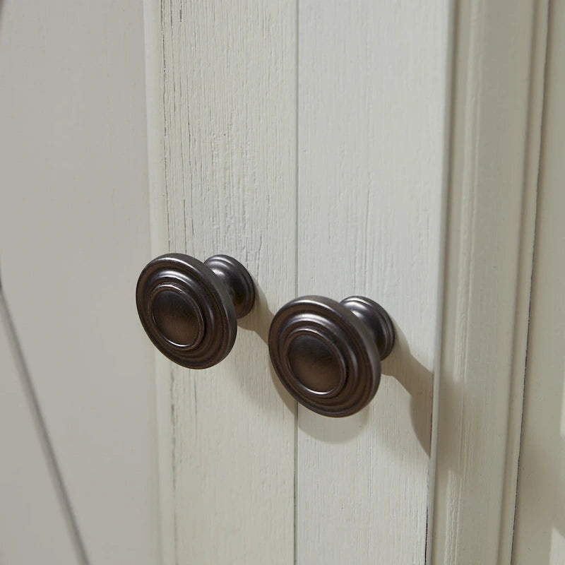 Meuble d'angle avec portes vitrées et en bois - Blanc cassé
