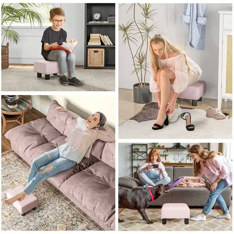 16 Cube Modern Linen Footrest Ottoman