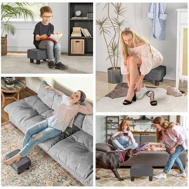 16 Cube Modern Linen Footrest Ottoman