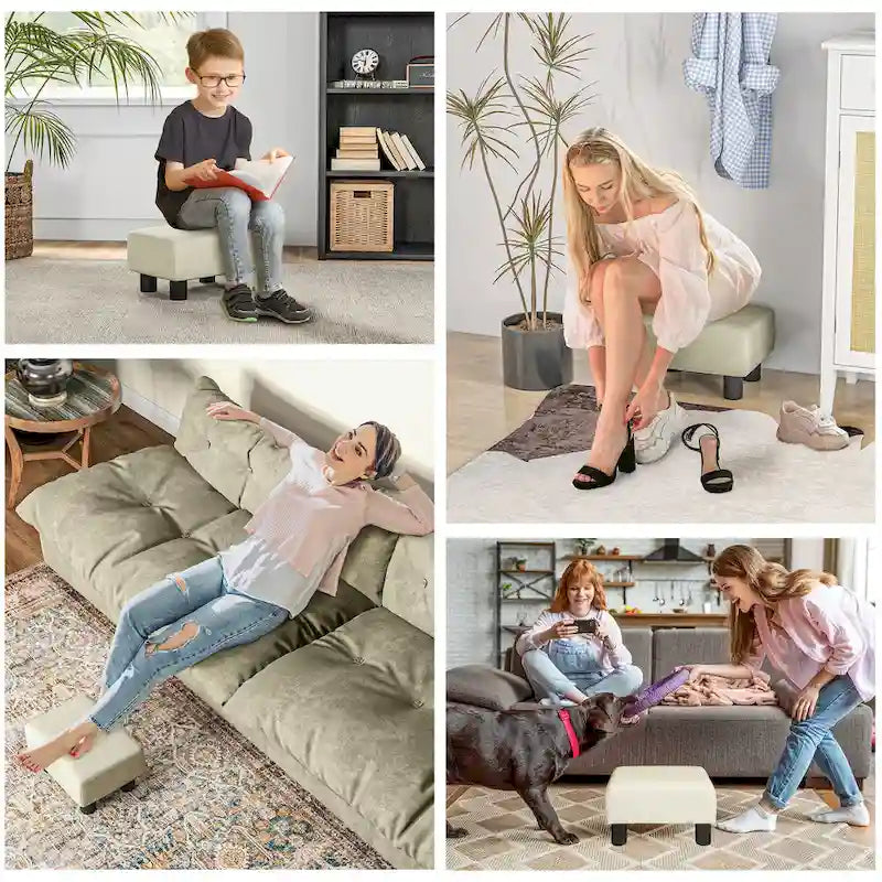 16 Cube Modern Linen Footrest Ottoman