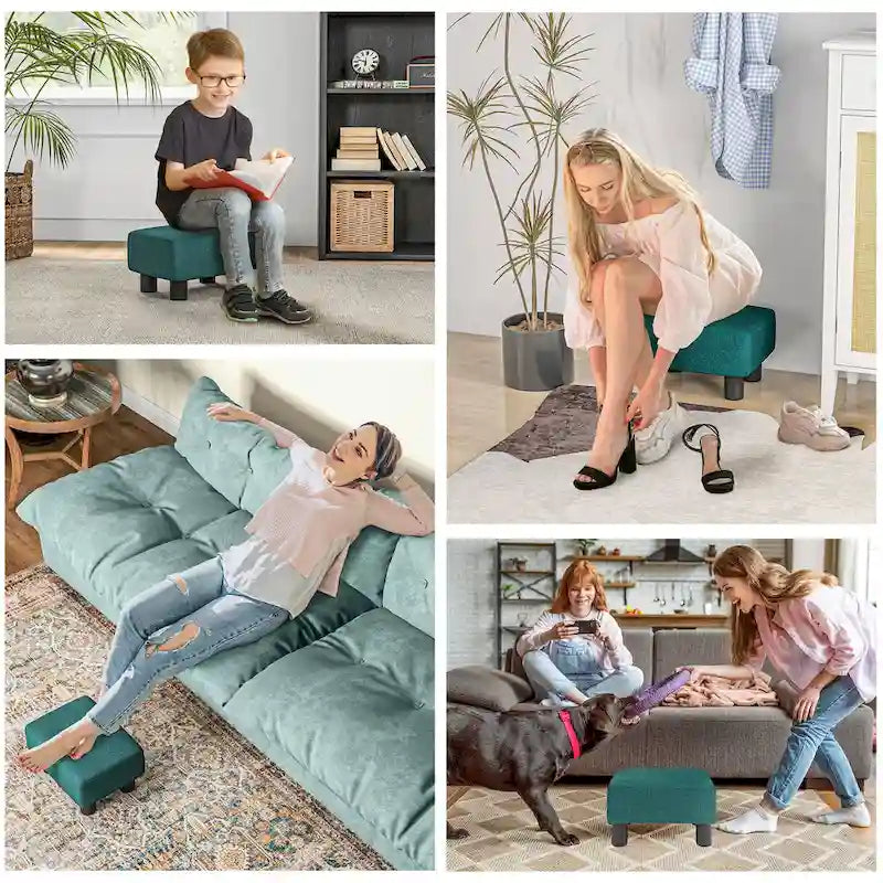 16 Cube Modern Linen Footrest Ottoman