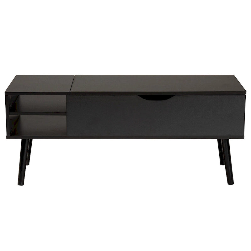 Table basse relevable bicolore moderne avec 3 compartiments de rangement