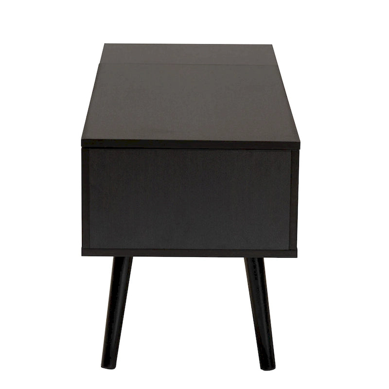 Table basse relevable bicolore moderne avec 3 compartiments de rangement