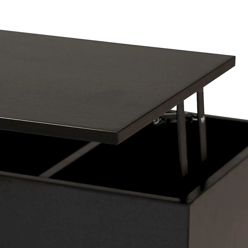 Table basse relevable bicolore moderne avec 3 compartiments de rangement