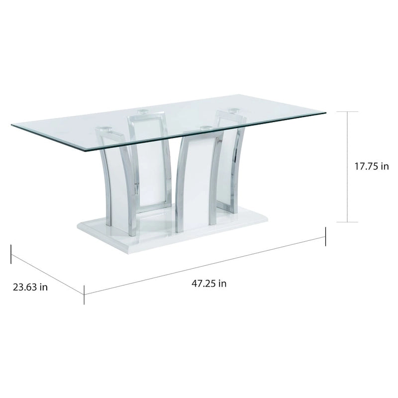 Table basse moderne 1 étagère avec plateau en verre de 47 pouces