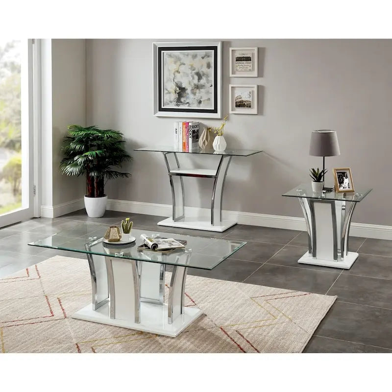 Table basse moderne 1 étagère avec plateau en verre de 47 pouces