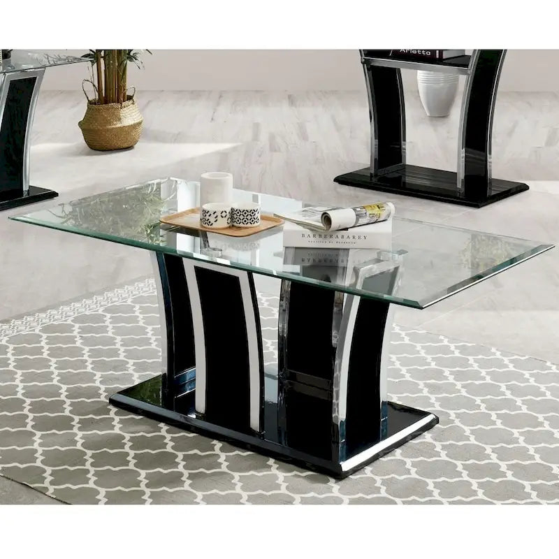 Table basse moderne 1 étagère avec plateau en verre de 47 pouces