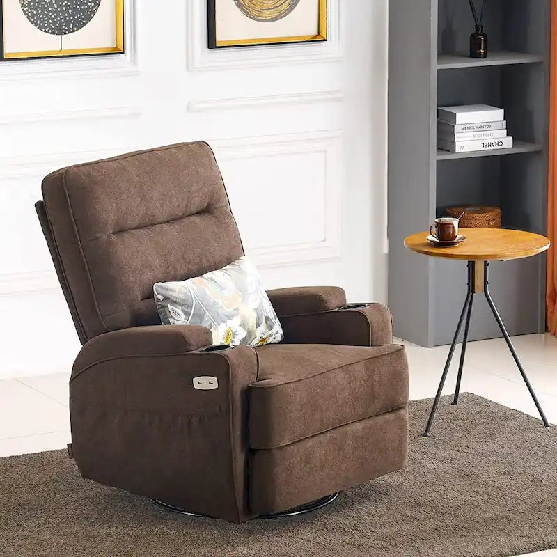Fauteuil relax électrique pivotant, inclinable et coulissant, avec chauffage et massage