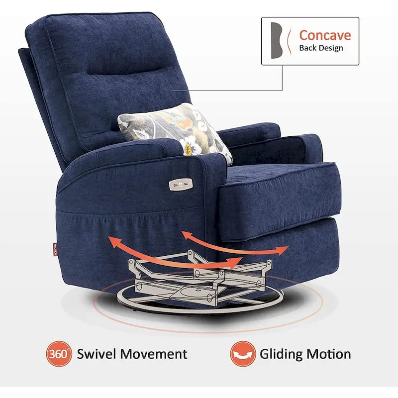 Fauteuil relax électrique pivotant, inclinable et coulissant, avec chauffage et massage