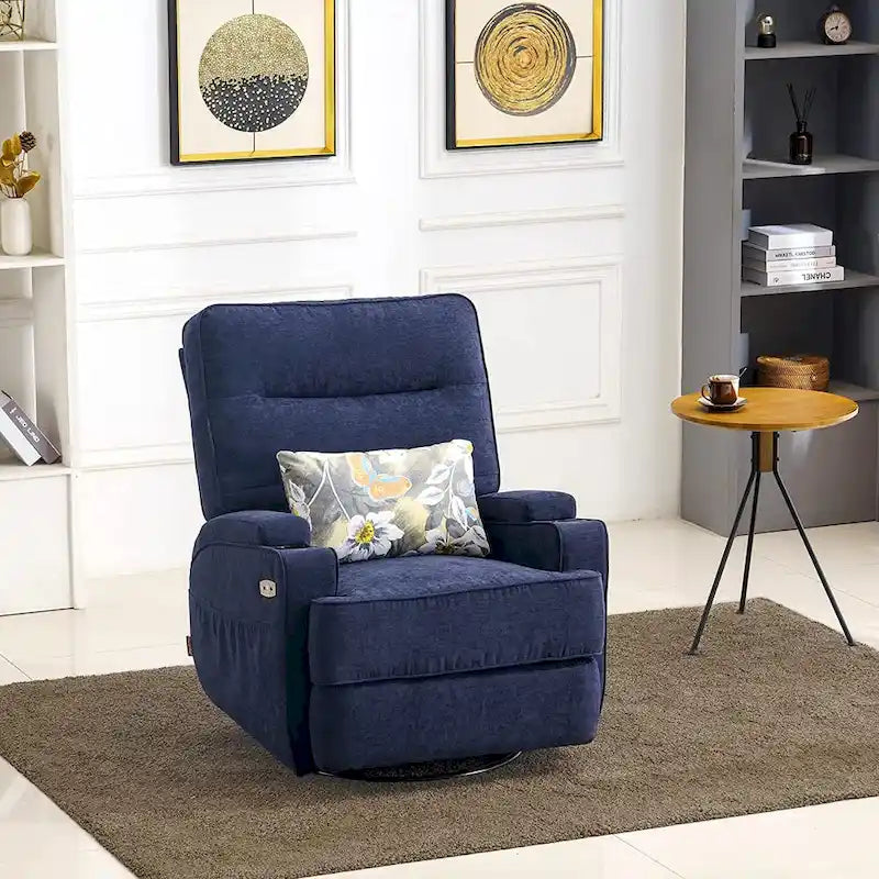 Fauteuil relax électrique pivotant, inclinable et coulissant, avec chauffage et massage