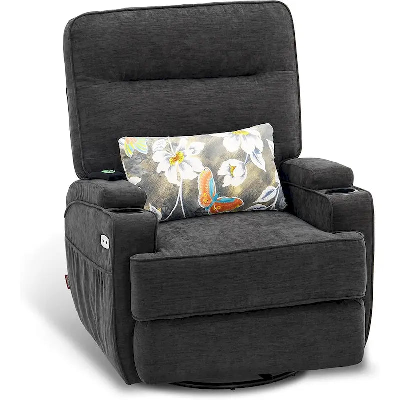 Fauteuil relax électrique pivotant, inclinable et coulissant, avec chauffage et massage