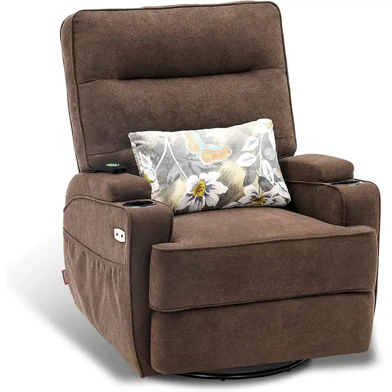 Fauteuil relax électrique pivotant, inclinable et coulissant, avec chauffage et massage
