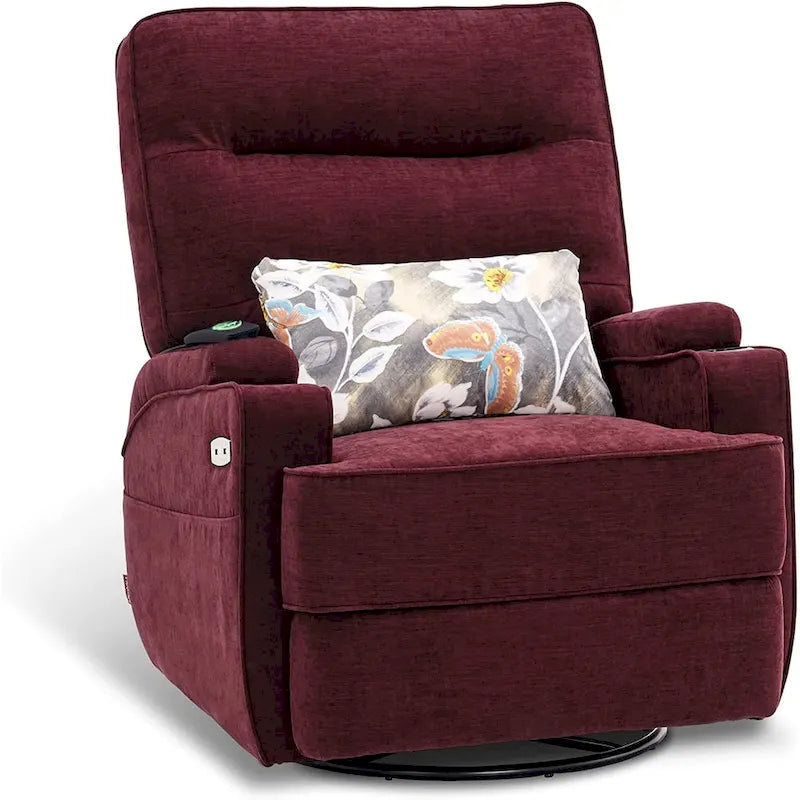 Fauteuil relax électrique pivotant, inclinable et coulissant, avec chauffage et massage