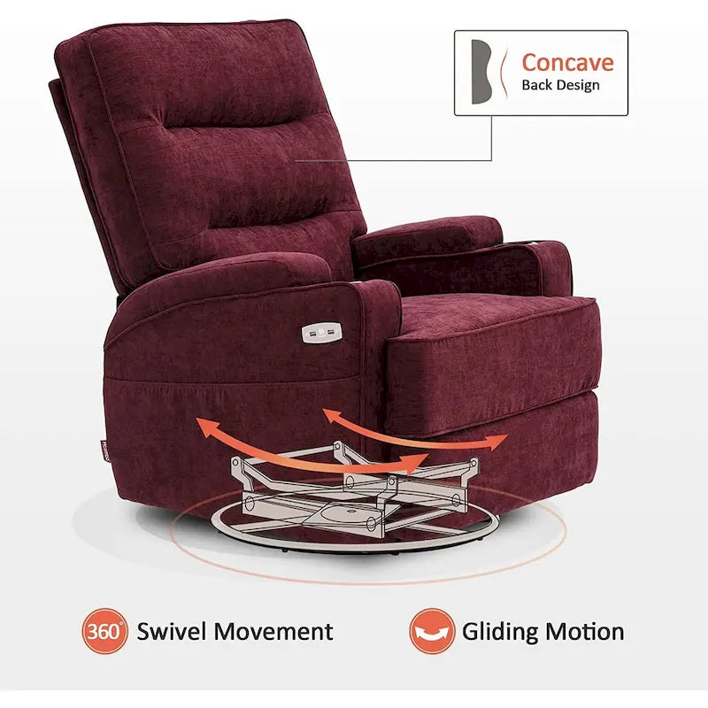 Fauteuil relax électrique pivotant, inclinable et coulissant, avec chauffage et massage