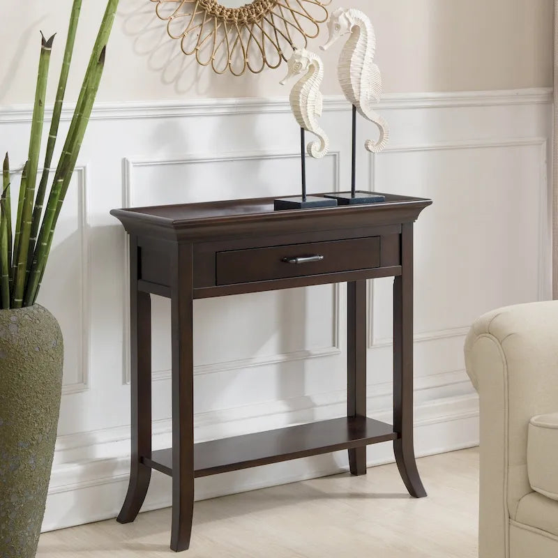 Console d'entrée à plateau avec rebords style traditionnel - Gris fumé délavé