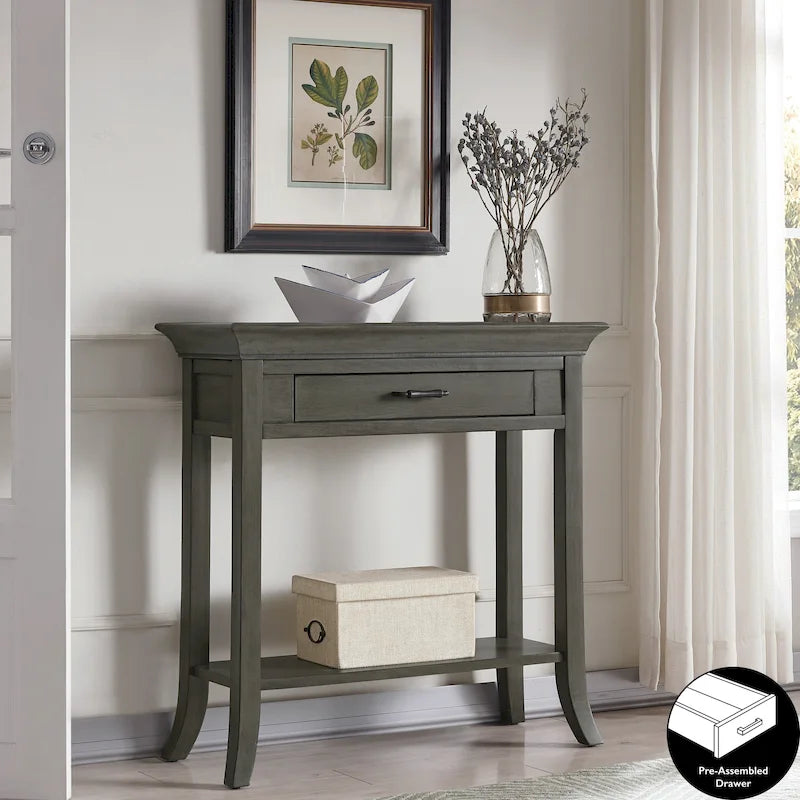 Console d'entrée à plateau avec rebords style traditionnel - Gris fumé délavé