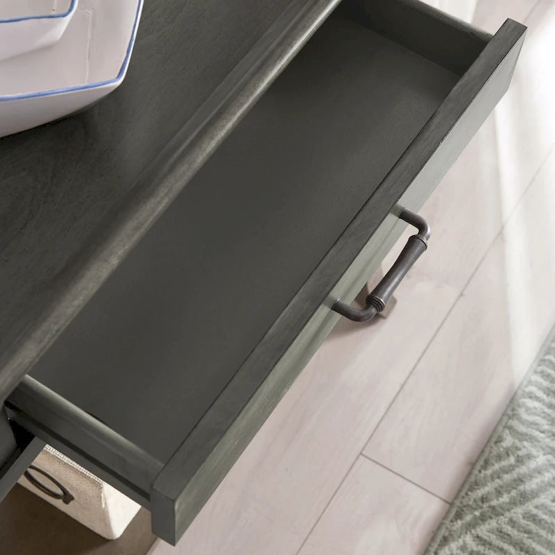 Console d'entrée à plateau avec rebords style traditionnel - Gris fumé délavé