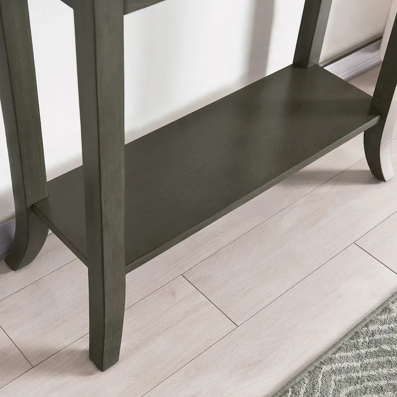 Console d'entrée à plateau avec rebords style traditionnel - Gris fumé délavé