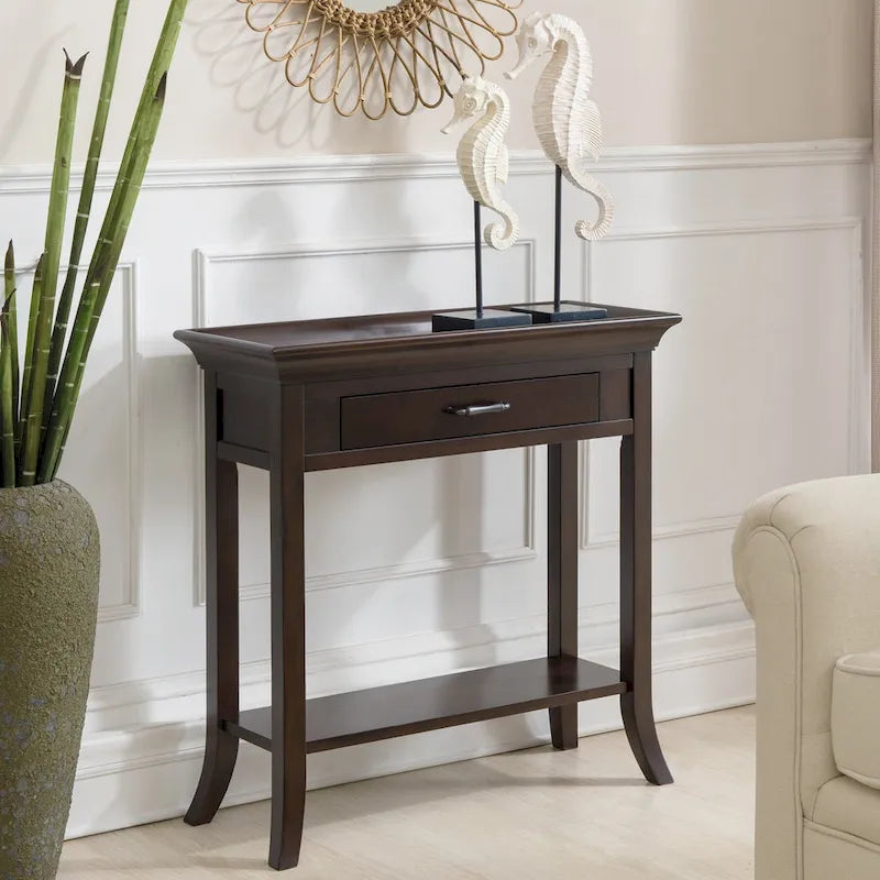 Console d'entrée à plateau avec rebords style traditionnel - Gris fumé délavé