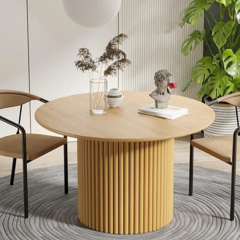 Table à manger ronde en bois massif de 46 pouces pour 4 personnes, style nordique - 46*30