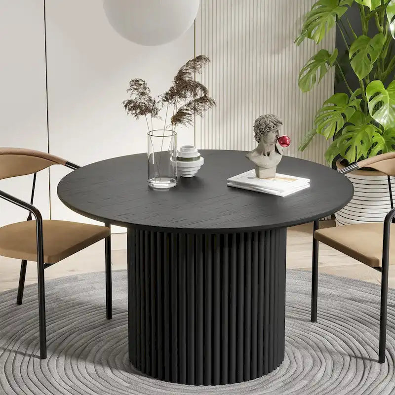 Table à manger ronde en bois massif de 46 pouces pour 4 personnes, style nordique - 46*30