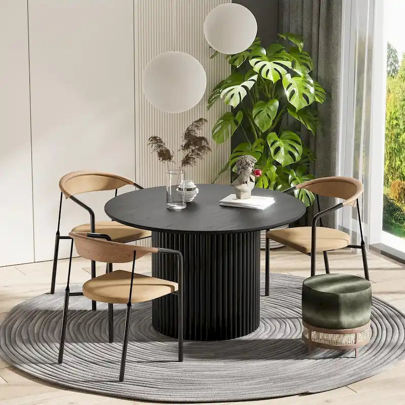 Table à manger ronde en bois massif de 46 pouces pour 4 personnes, style nordique - 46*30