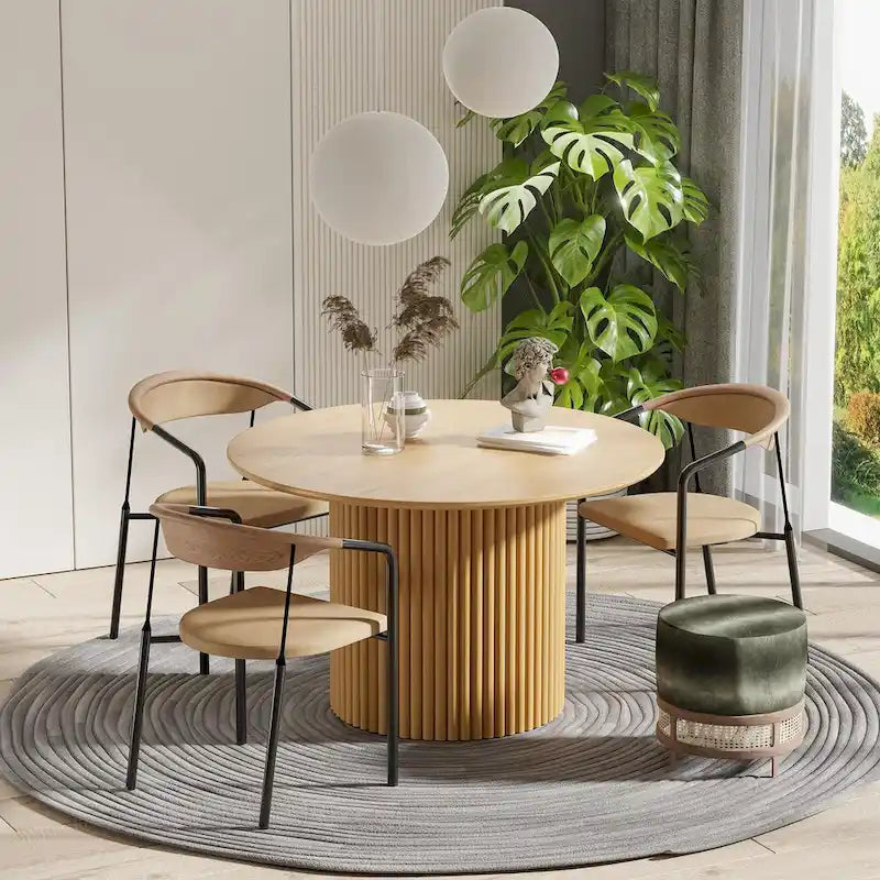 Table à manger ronde en bois massif de 46 pouces pour 4 personnes, style nordique - 46*30