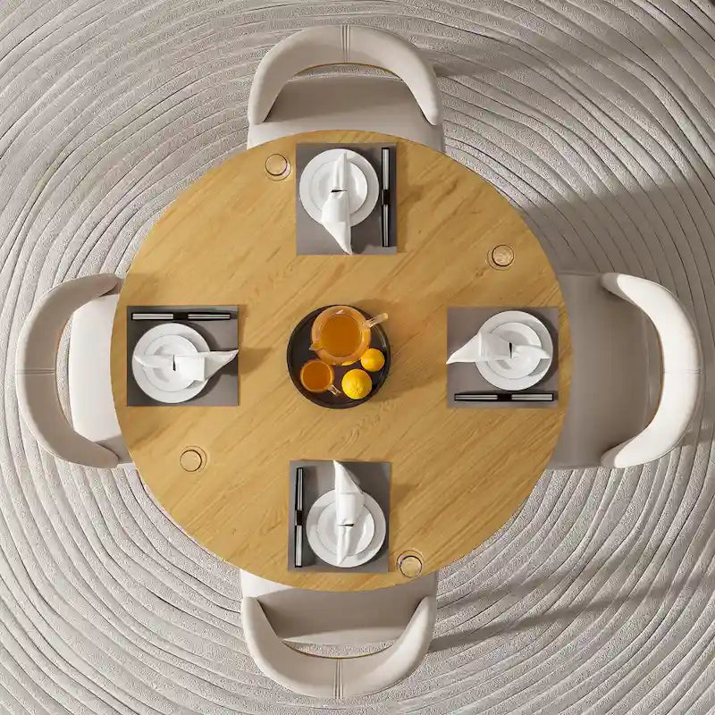 Table à manger ronde en bois massif de 46 pouces pour 4 personnes, style nordique - 46*30