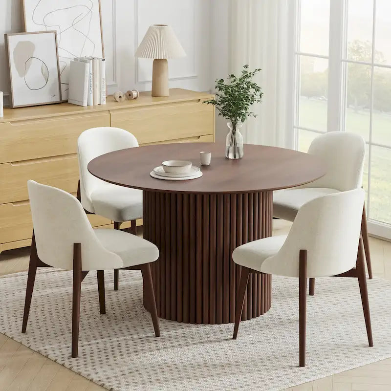 Table à manger ronde en bois massif de 46 pouces pour 4 personnes, style nordique - 46*30