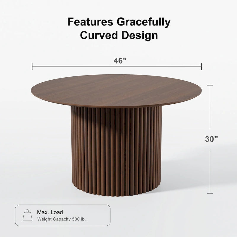 Table à manger ronde en bois massif de 46 pouces pour 4 personnes, style nordique - 46*30
