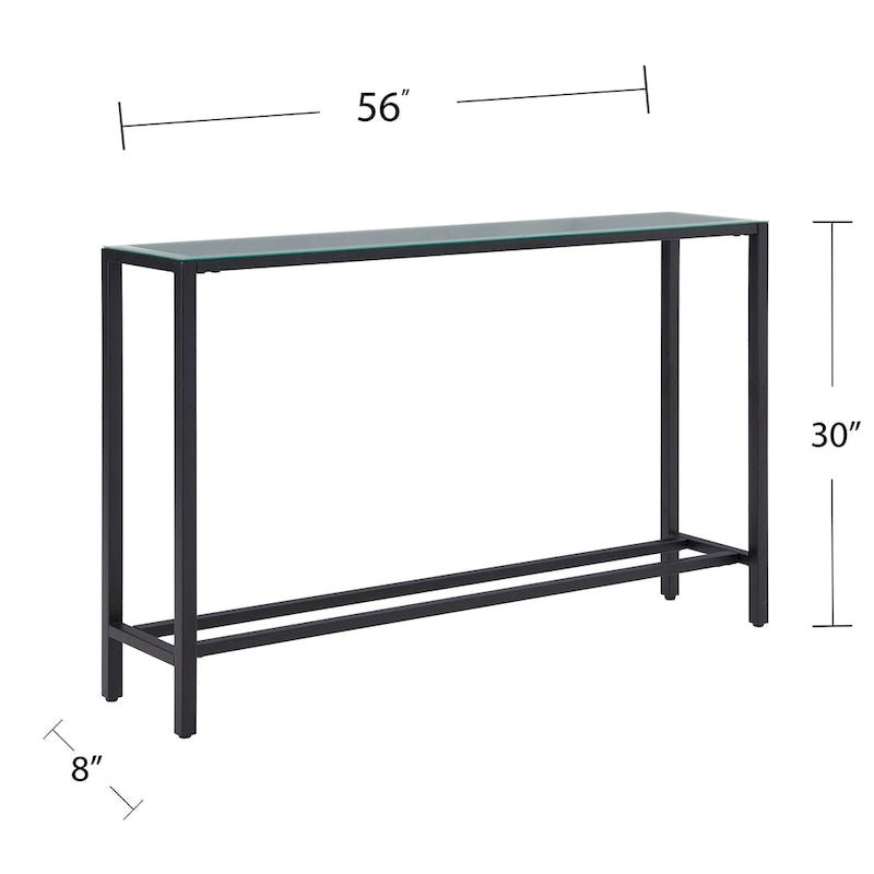 Console étroite et longue avec plateau miroir - Piètement en métal doré