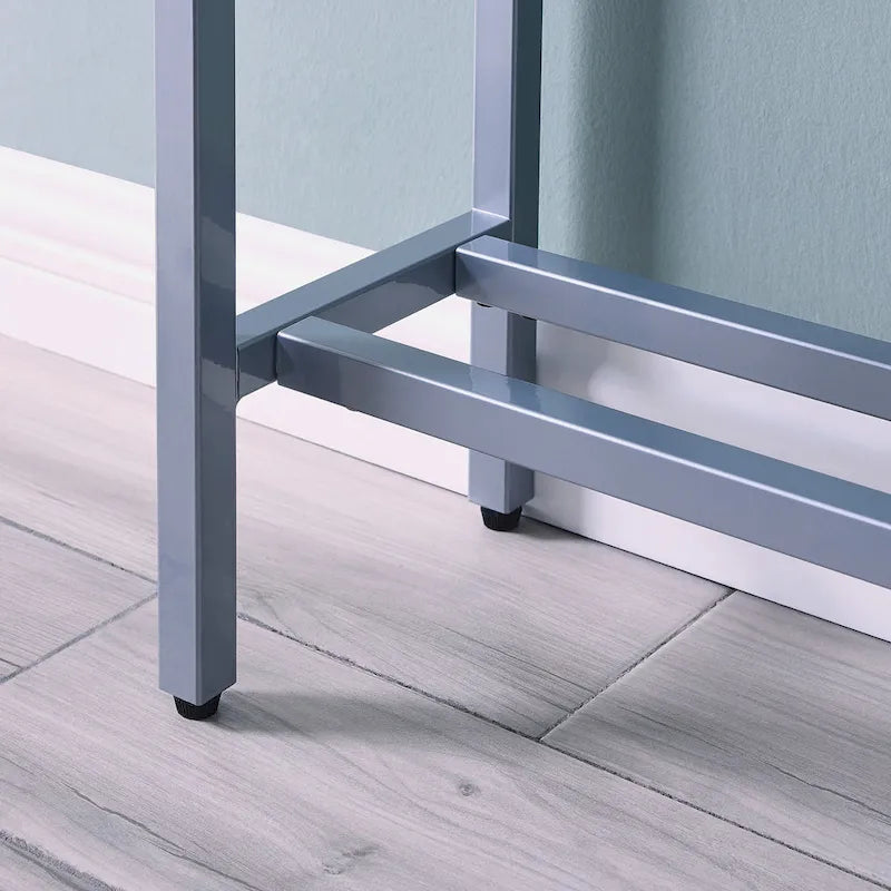 Console étroite et longue avec plateau miroir - Piètement en métal doré