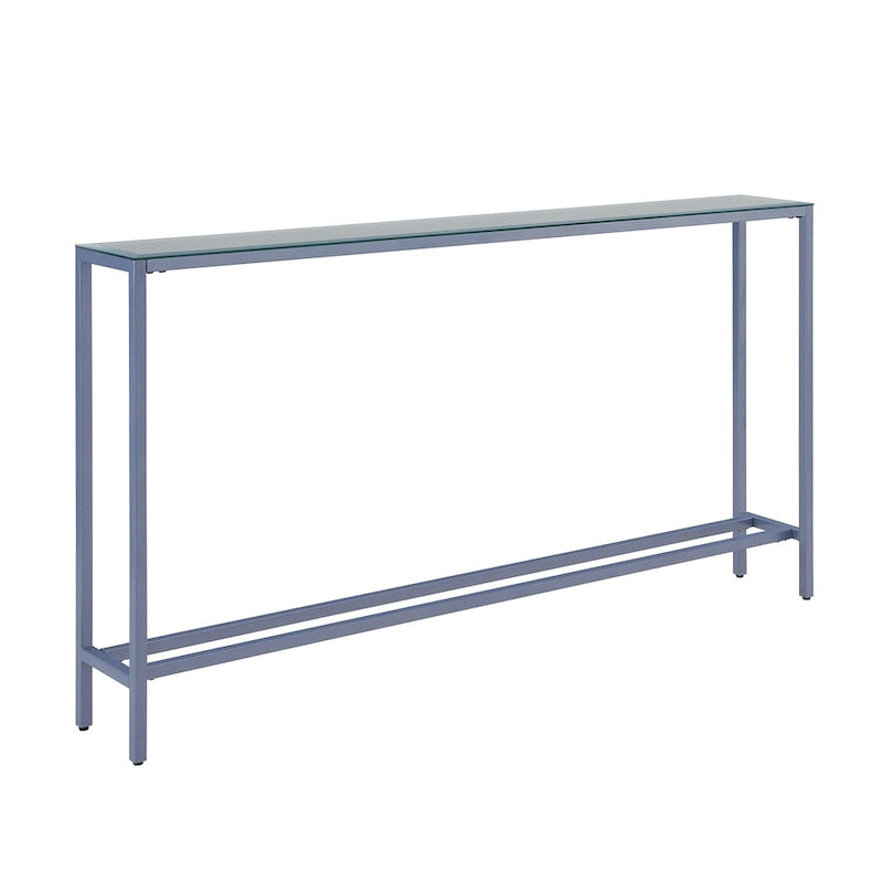 Console étroite et longue avec plateau miroir - Piètement en métal doré