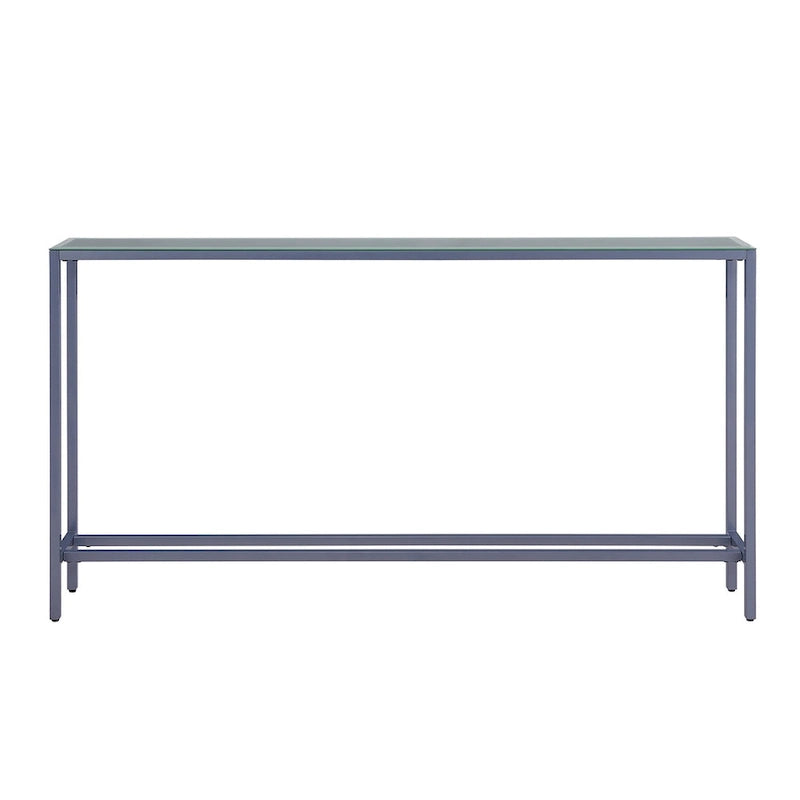 Console étroite et longue avec plateau miroir - Piètement en métal doré
