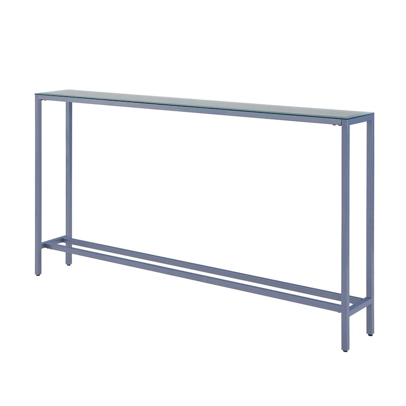 Console étroite et longue avec plateau miroir - Piètement en métal doré