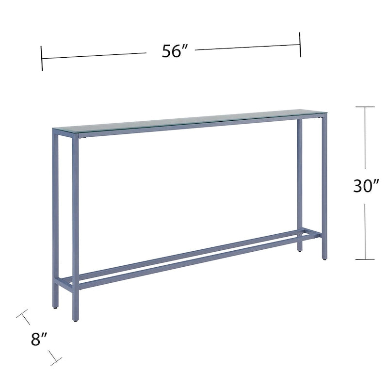 Console étroite et longue avec plateau miroir - Piètement en métal doré
