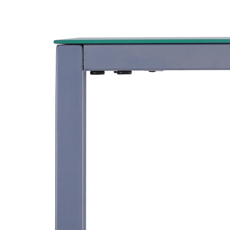 Console étroite et longue avec plateau miroir - Piètement en métal doré