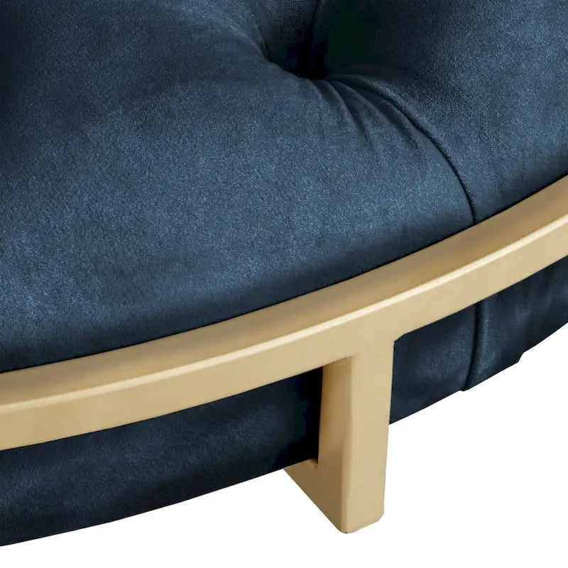 Pouf rond touffeté en velours et finition dorée