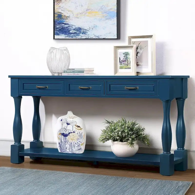 63.38" Sofa Console Table with 3 Drawers